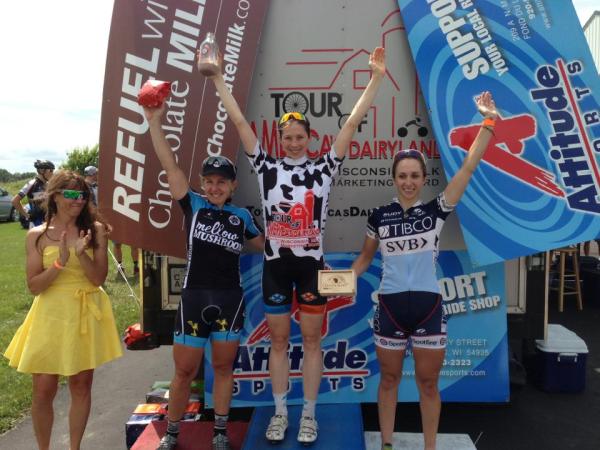 ToAD Fond du Lac Road Race podium with Laura Van Gilder and Samantha Schneider